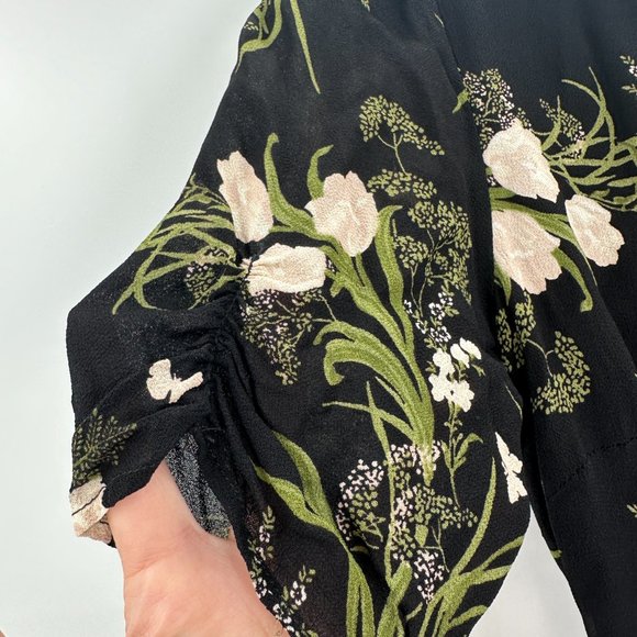 Reformation Monica Anastasia Floral Ruffle V-neck Tie Wrap Mini Dress - Picture 5 of 11